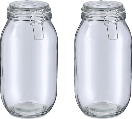 Zeller Voorraadpot/bewaarpot Alfie - 2x - 2L - glas - beugelsluiting - D13 x H26 cm