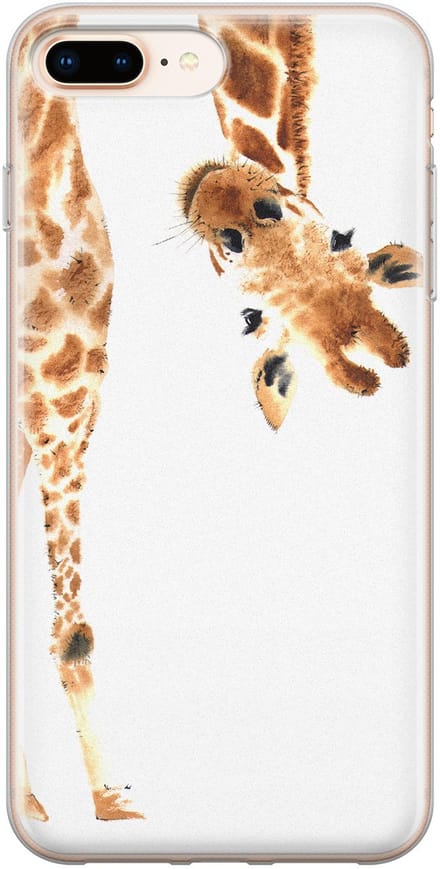 Leuke Telefoonhoesjes - Hoesje geschikt voor iPhone 8 Plus - Giraffe - Soft case - TPU - Giraffe - Bruin