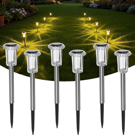 Solar Tuinverlichting - 6-Pack LED Buitenlamp Grond - Warm Wit - IP65 Waterdicht