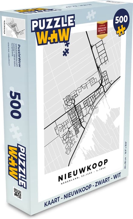 Puzzel Kaart - Nieuwkoop - Zwart - Wit - Legpuzzel - Puzzel 500 stukjes
