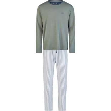 Phil & Co Heren Winter Pyjama Set Lang Interlock Groen/Grijs - Maat L