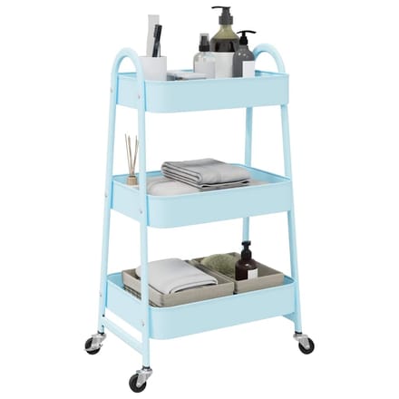 vidaXL - Opbergtrolley - 3-laags - 42x41,5x77 - cm - staal - blauw