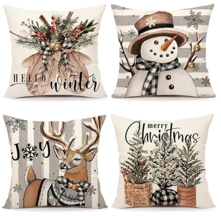 Kerst Kussenslopen 18x18 Set van 4 voor Winterse Decoratie
