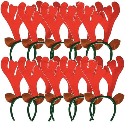 10x Rendier diadeem met oren - Diademen/Haarbanden - Kerst verkleed accessoires