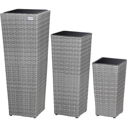 Casaria Bloempotten - 3 stuks - Polyrattan