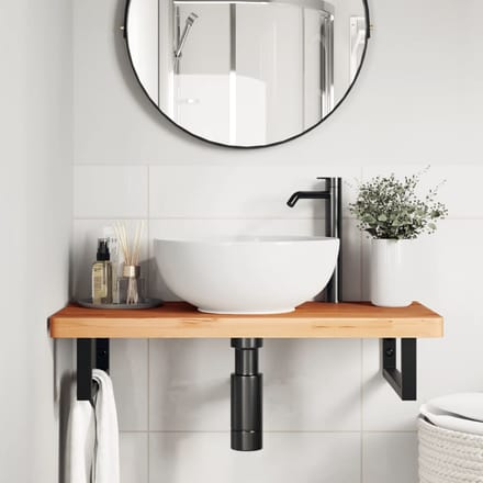 vidaXL - Badkamer - wandschap - staal - en - massief - beukenhout