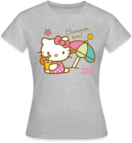 Hello Kitty Op Het Strand Onder Een Zonnescherm T-Shirt Dames