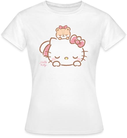 Hello Kitty Met Teddy Op Haar Rug T-Shirt Dames