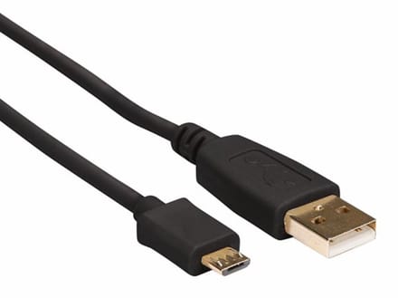 HQ-Power USB 2.0 A-plug naar micro-USB plug, koper, basis, 0.75 m, verguld, male to male