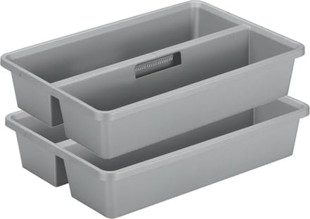 Sunware organiser - 2 stuks - kunststof - 50 x 33 cm - grijs - 2 vakken