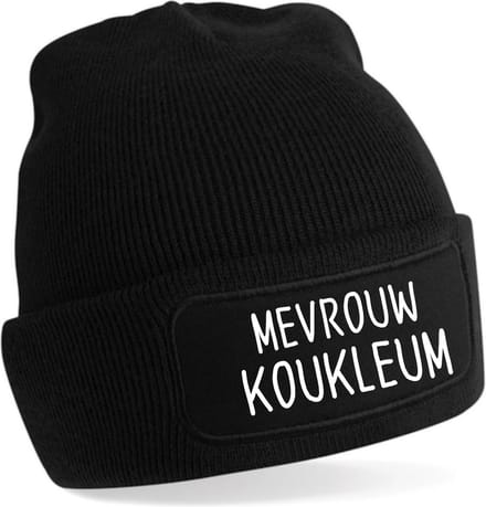 Warme muts- Mevrouw Koukleum-zwarte beanie-Zwarte Muts. Ski muts- ski vakantie outfit