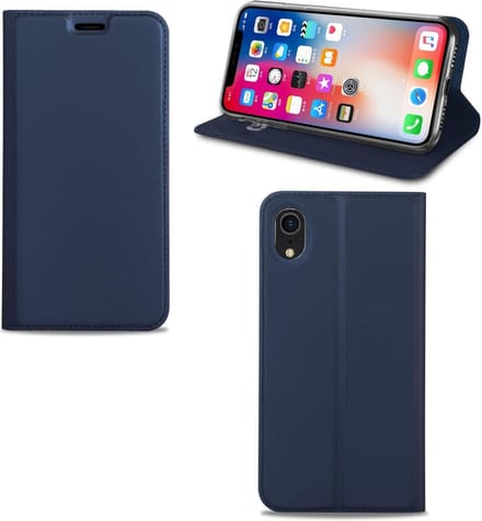 Apple iPhone Xr Hoesje Blauw met Pashouder