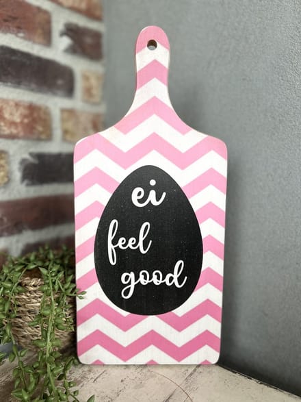 Serveerplank - Pasen - Paasdecoratie- Ei Feel Good - Hout - 35 cm