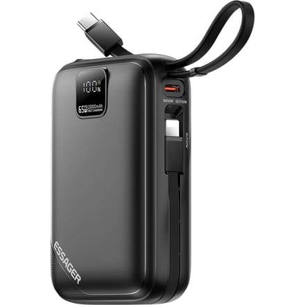 Essager 65W Rapid Portable Powerbank 20.000mAh Zwart