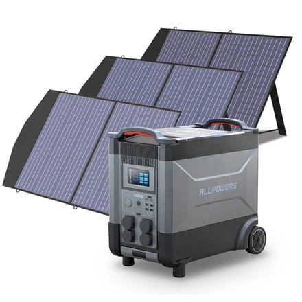 ALLPOWERS Solar Generator Kit 4000W (R4000 + SP027 100W Solar Panel) - R4000 + 3pcs SP027 Solar Panel 100W