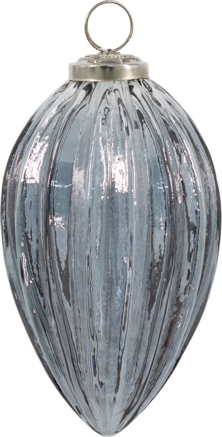 HomeBound by KY | Glazen kerstbal ovaal grijs | 12,5x12,5cm | kerstbal