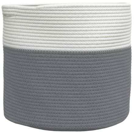 vidaXL - Opbergmand - Ø - 40x35 - cm - katoen - grijs - en - wit