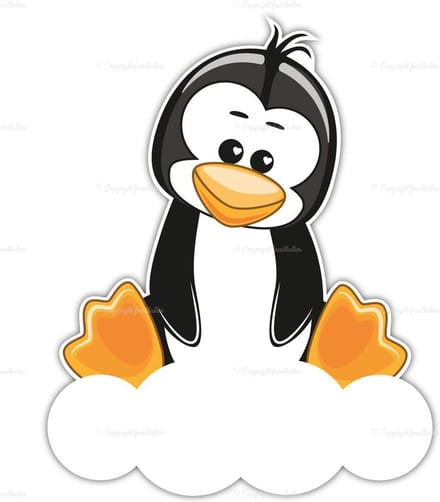 geboortebord pinguin op wolk 60 cm