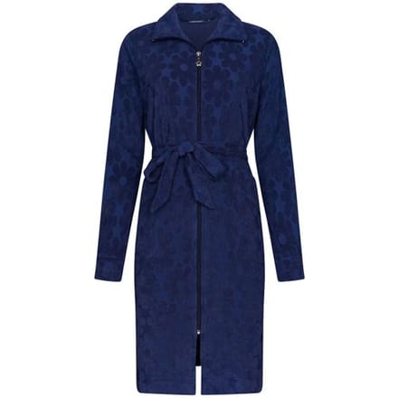 Blauwe badstof badjas Rebelle met rits - Blauw - Maat - S