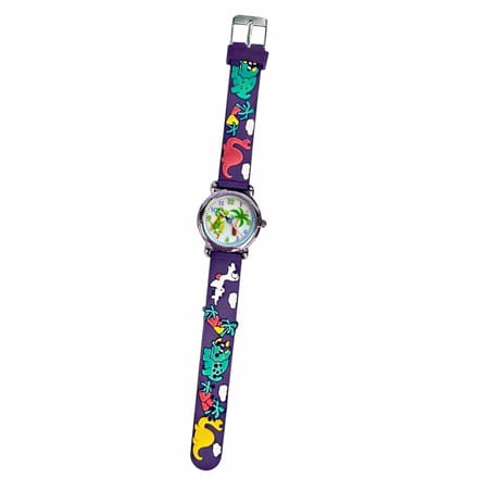 Fako® - Kinderhorloge - 3D - Dinosaurus - T-Rex - Donkerpaars