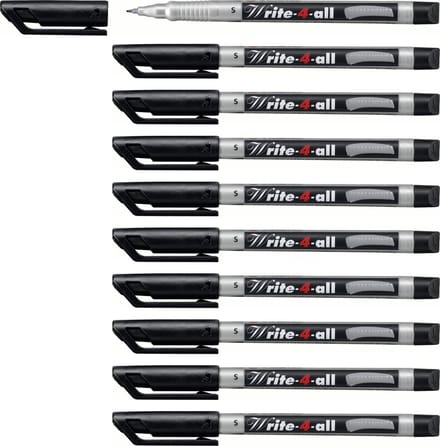 STABILO Write-4-all | permanent marker | superfijn | doos 10 stuks | zwart | 10 stuks