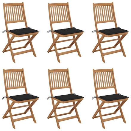 vidaXL - Inklapbare - stoelen - 6 - st - met - kussens - massief - acaciahout