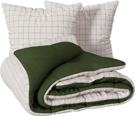 Atmosphera Dekbedovertrek set met 2 kussenslopen 240x220cm - Wit/Groen