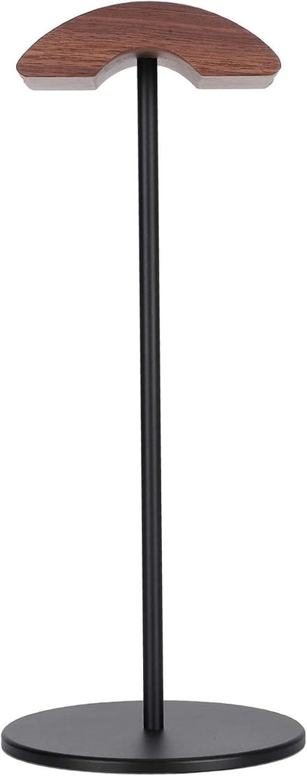 Bureau Headsethouder - Oortelefoon Standaard - Bureau Opbergen - Dubbel Gebogen Ontwerp - 9.6cm Breed - Walnoot