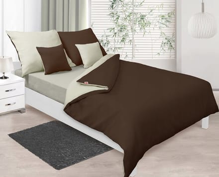 Dubbelzijdig Satijnen Beddengoed 160x200cm Bruin/Ecru