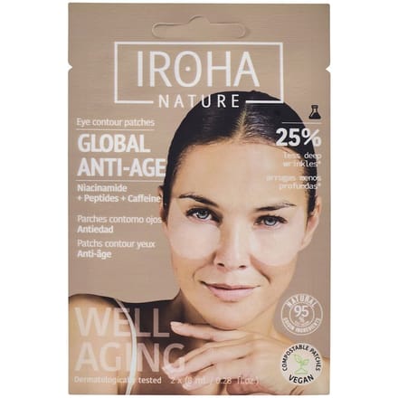 IROHA NATURE - Oogpatches met cafeïne- en niacinamidepeptiden 2 eenheden van 8 ml