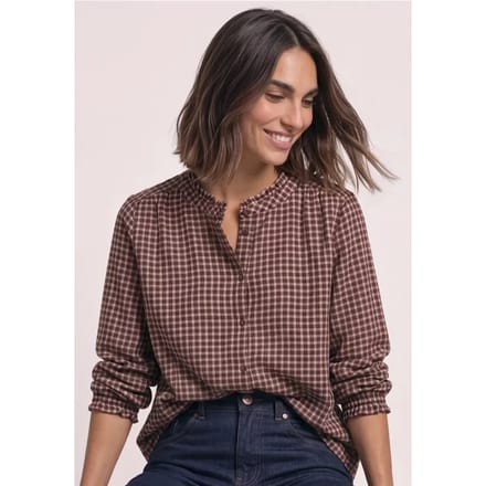 Blouse met lange mouwen, ronde hals en ruches