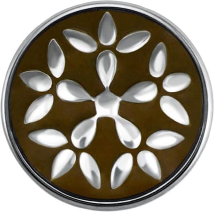 Quiges - Dames Click Button Drukknoop 18mm Bloem Bruin - EBCM016