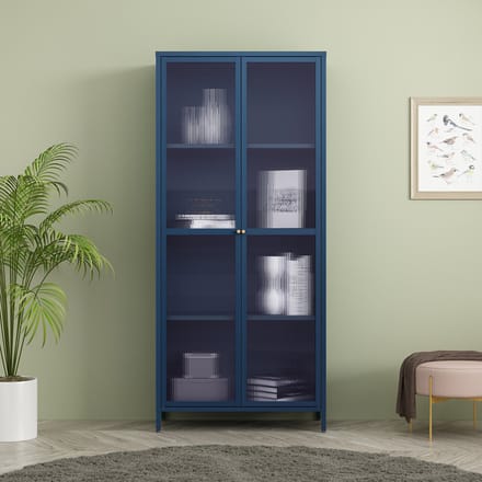 Vitrinekast Säkylä 180x80x35 cm marineblauw [en.casa]