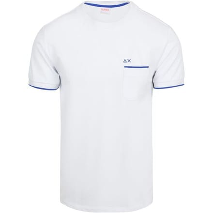 Sun68 Piqué T-Shirt Fluo Stripe Wit - Maat XXL - Heren