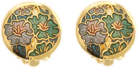 Behave - Oorclips dames - bloemmotief - groen - 1,4 cm