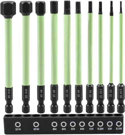 Set van 10 Hexagonale Schroevendraaier Bits voor Accuschroevendraaier - Lange Bits H1.5 t/m H12, Perfect voor Diverse Klussen