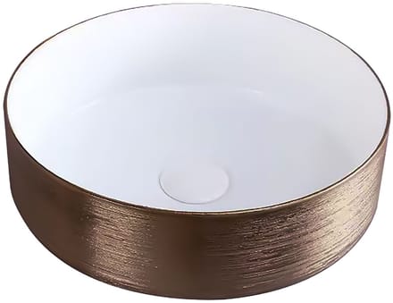 ALONI Turo Waskom met Reliëf – 36x12 cm – Geborsteld Koper/Glanzend Wit