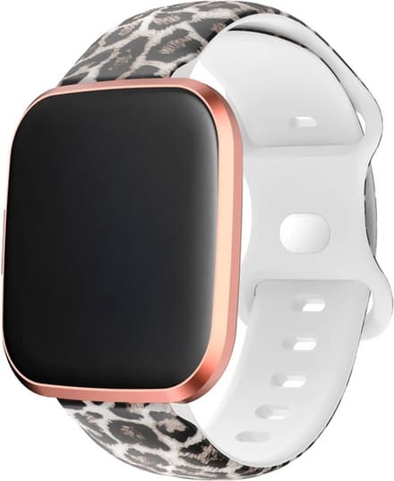 Strap-it Sport siliconen bandje met luipaard / leopard print - geschikt voor Fitbit Versa 1 / Versa 2 / Versa Lite