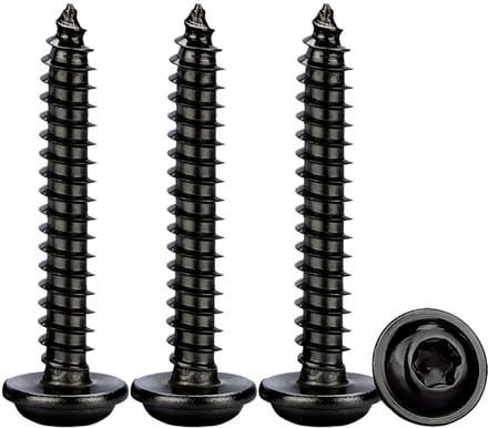 Zelfborende Schroeven Zwart, 50 Stuks M4x25mm Plaatschroeven met Ring, Torx Houtschroeven RVS A2 V2A