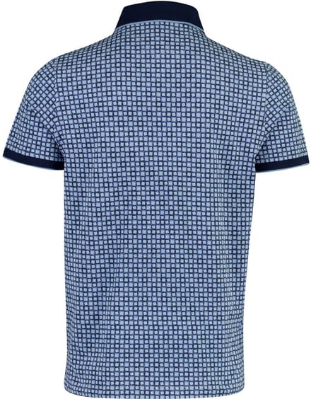 Baileys Polo Two-Tone Piqué Rotated Squares Fantasy Pattern Delft Blue / male