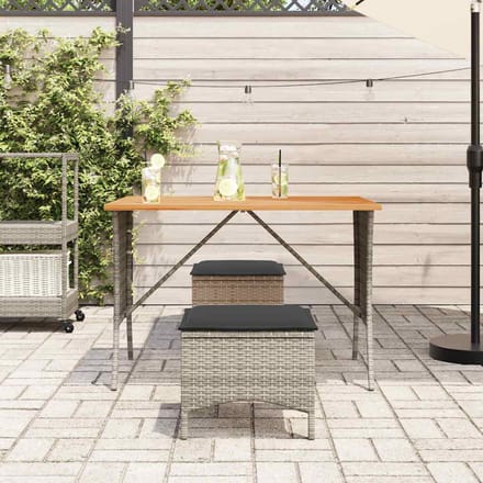 vidaXL - Tuintafel - met - acaciahouten - blad - 105x75x72 - cm - poly - rattan - grijs