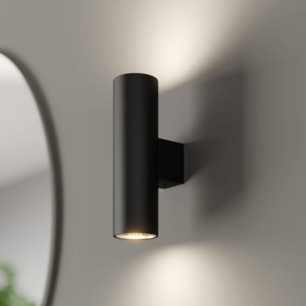 Argon Wandlamp Marion, zwart, hoogte 18 cm, staal, omhoog/omlaag