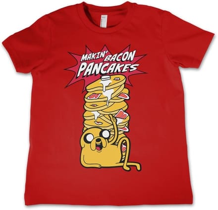 Adventure Time Makin' Bac-on -pannenkoeken T-shirt voor kinderen, rood