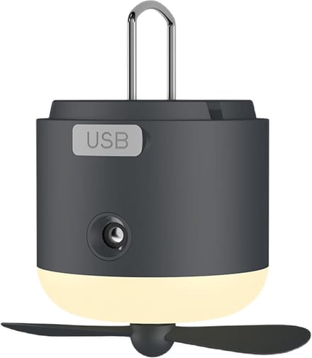 VHV - Campingventilator - campingventilator met lamp - USB oplaadbaar, met LED verlichting - voor camping, tent, caravan