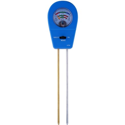 Test de sol 3 en 1, testeur d'humidité PH, testeur de fertilité, outil de surveillance du sol pour plantes et fleurs de jardin bleu