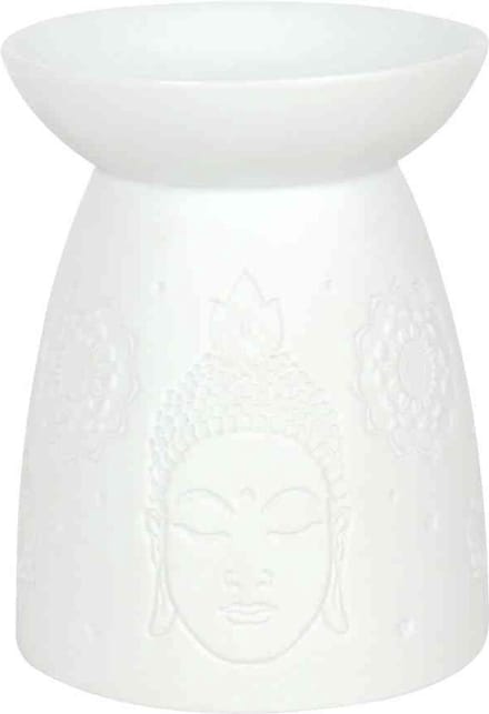 Something Different - White Ceramic Buddha Face Oliebrander - Wit
