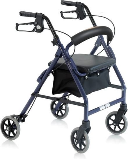 Moretti Opvouwbare rollator - Aluminium met stoffen zitje - Blauw/Zwart