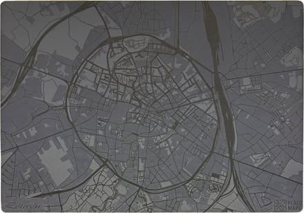 Place Maps Placemat Stadskaart Gent - Kunstleer - Zwart - 1 Stuk