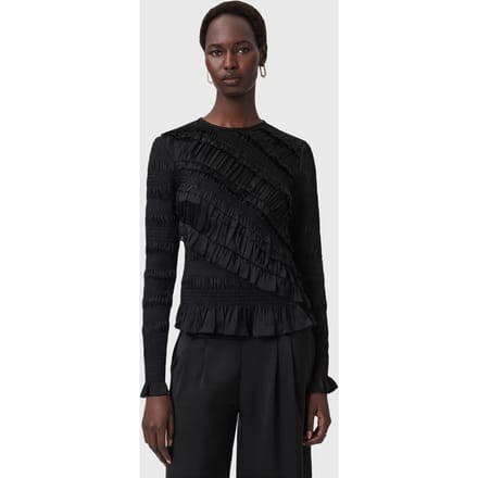 AllSaints Nyla Ls Top Black Taglia: 12 | Maglie a manica lunga Outlet | Donna | Nero