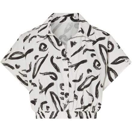 ESMARA Dames blouse (Zwart/wit met print, M (40/42))